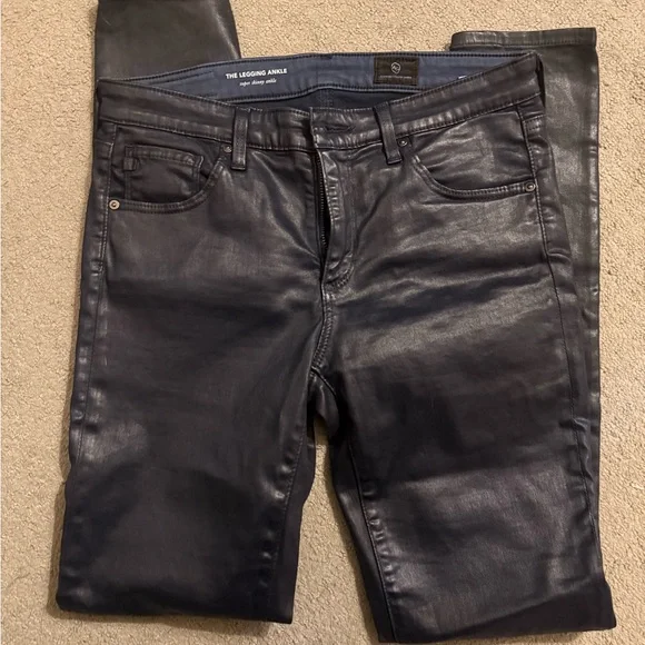 AG Jeans Women's Size 27 The Legging Ankle Navy Coated Canvas - Picture 4 of 7